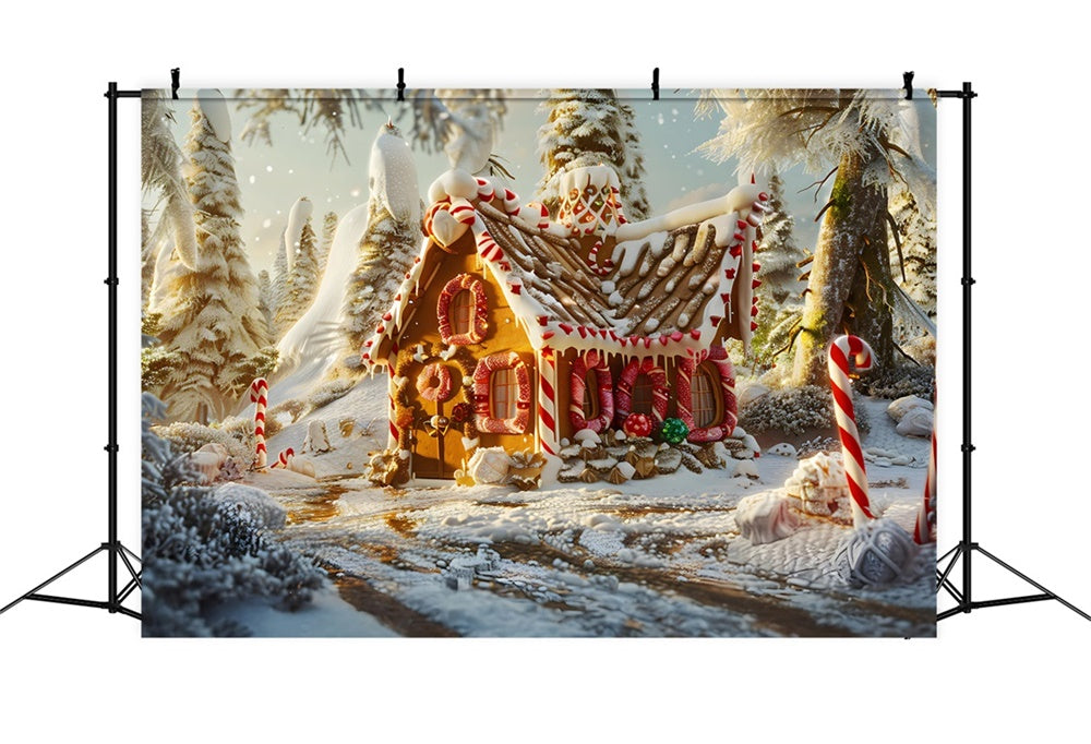 Christmas Sunset Snowy Gingerbread House Backdrop RR8-215