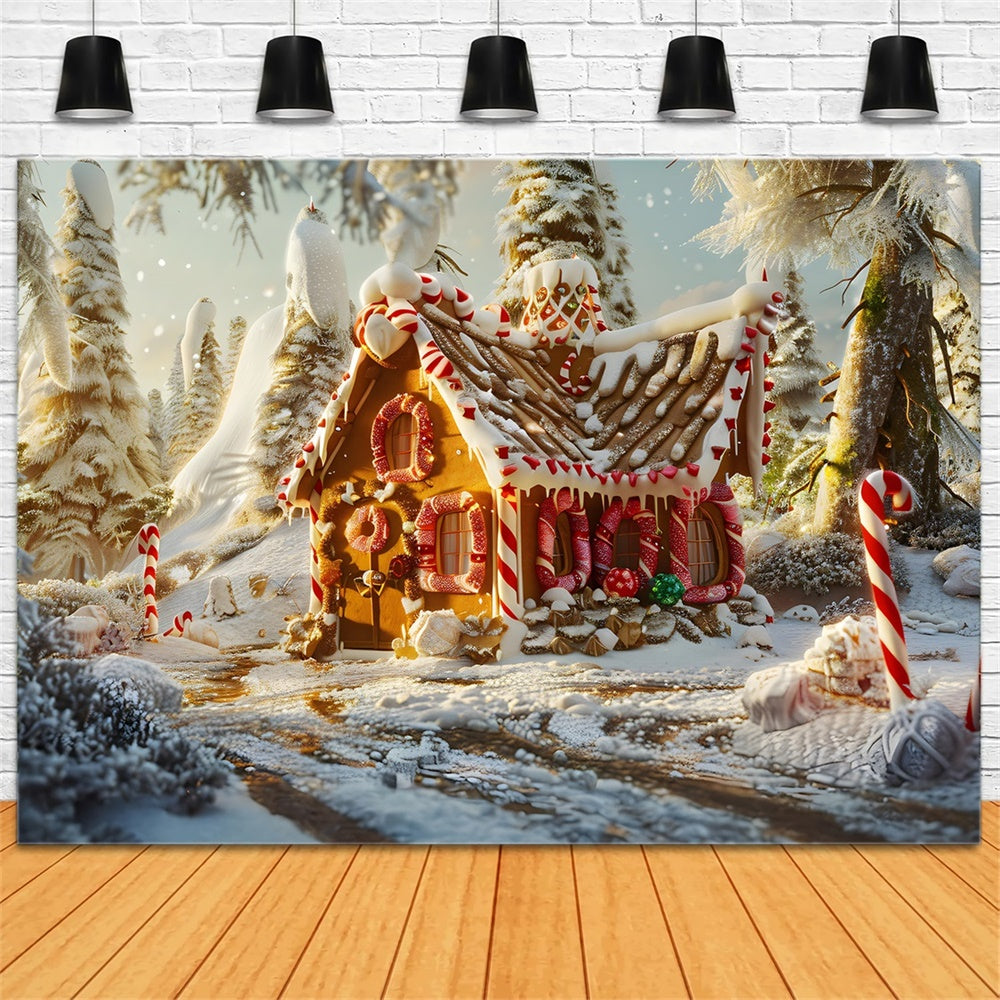 Christmas Sunset Snowy Gingerbread House Backdrop RR8-215