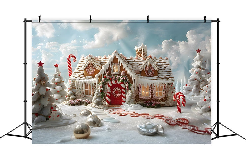 Christmas Sunshine Snowy Gingerbread House Backdrop RR8-216