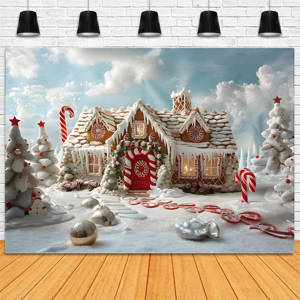 Christmas Sunshine Snowy Gingerbread House Backdrop RR8-216