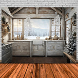 Christmas Cozy Kitchen Snow Backdrop RR8-217