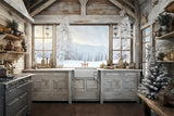 Christmas Cozy Kitchen Snow Backdrop RR8-217