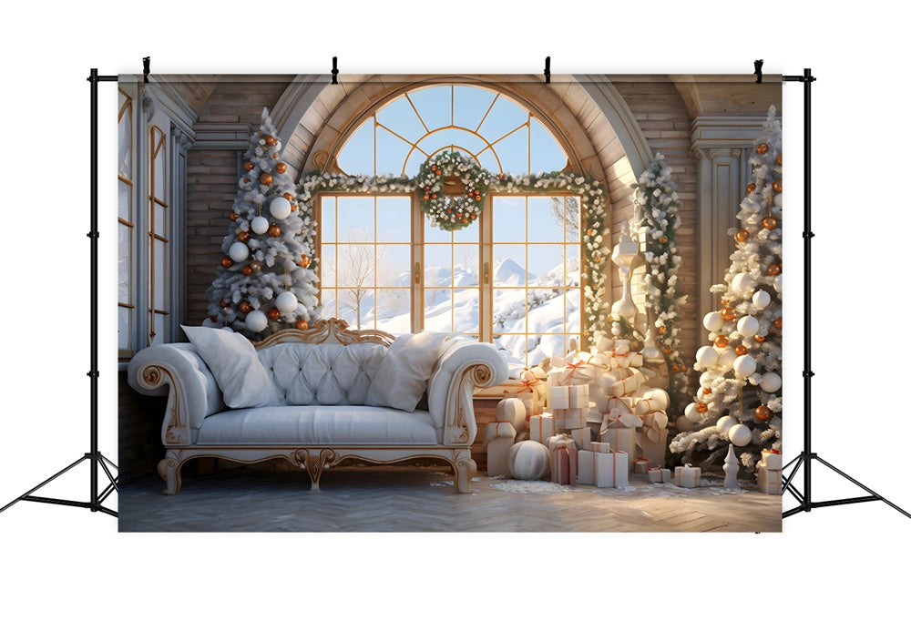 Christmas Cozy Living Room Snow Backdrop RR8-218