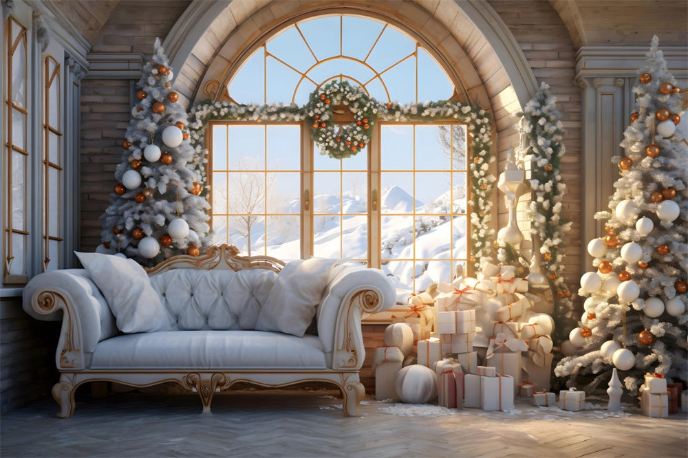 Christmas Cozy Living Room Snow Backdrop RR8-218