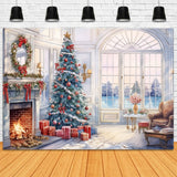 Christmas Cozy Living Room Fireplace Backdrop RR8-219