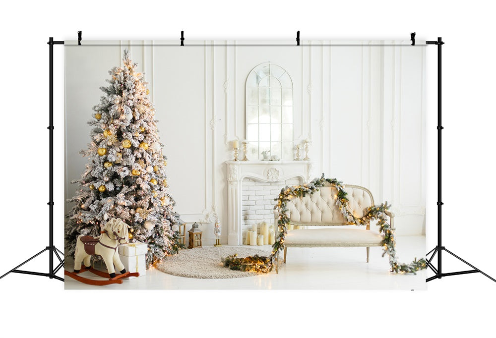 Christmas Simple Living Room Fireplace Backdrop RR8-220