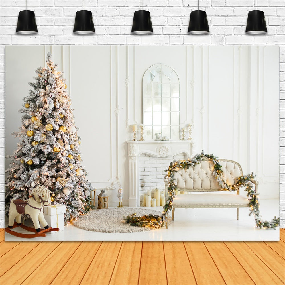 Christmas Simple Living Room Fireplace Backdrop RR8-220