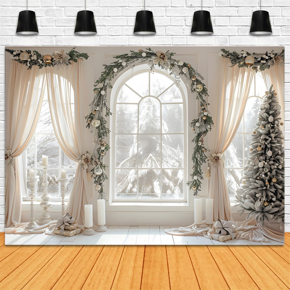 Christmas Elegant Window Curtains Backdrop RR8-222