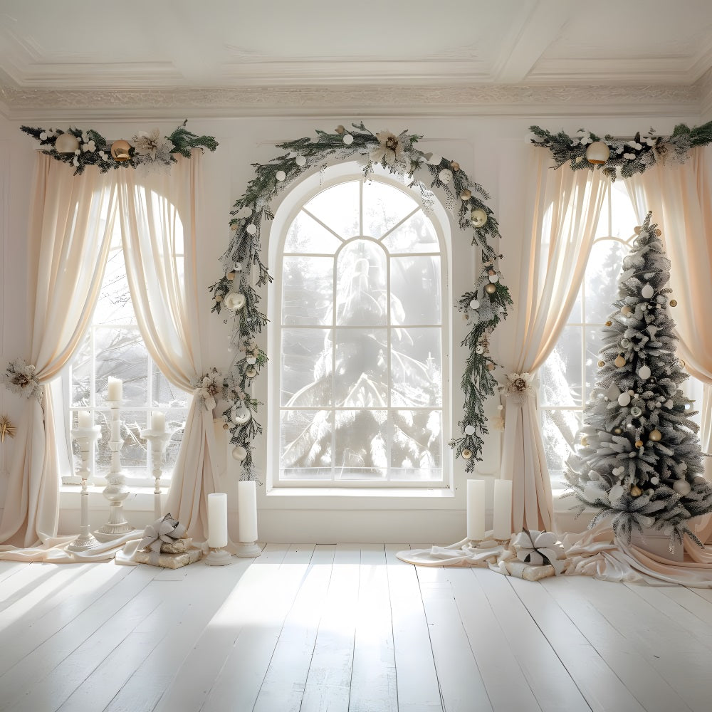 Christmas Elegant Window Curtains Backdrop RR8-222