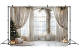 Christmas Elegant Curtains Snowy Backdrop RR8-223