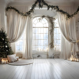 Christmas Elegant Curtains Snowy Backdrop RR8-223