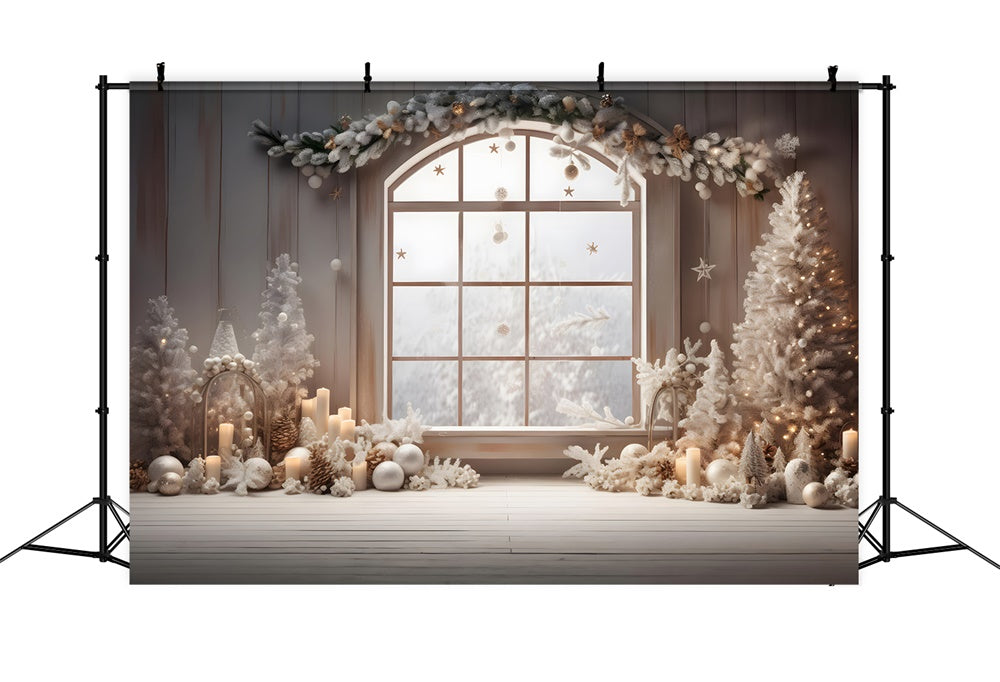 Christmas Elegant White Window Display Backdrop RR8-225