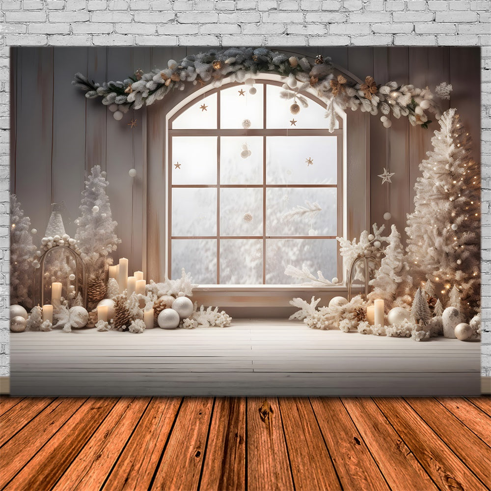 Christmas Elegant White Window Display Backdrop RR8-225