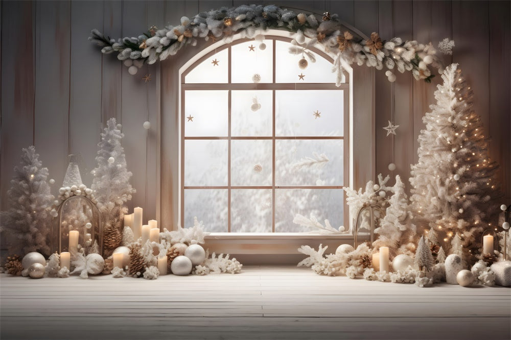 Christmas Elegant White Window Display Backdrop RR8-225