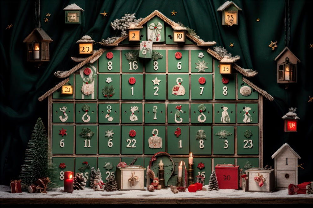 Christmas Advent Calendar Rustic Decor Backdrop RR8-226