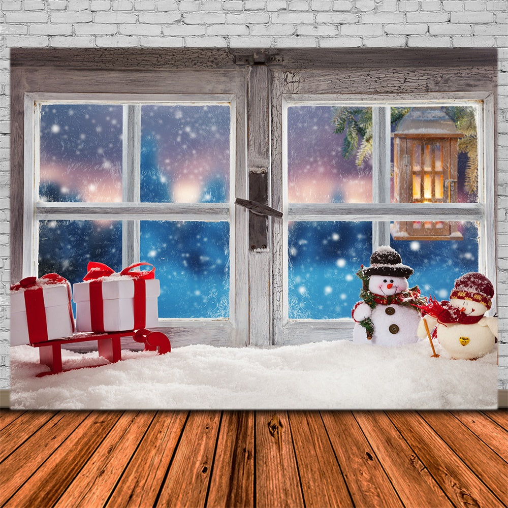 Christmas Cozy Window Snowman Backdrop RR8-231