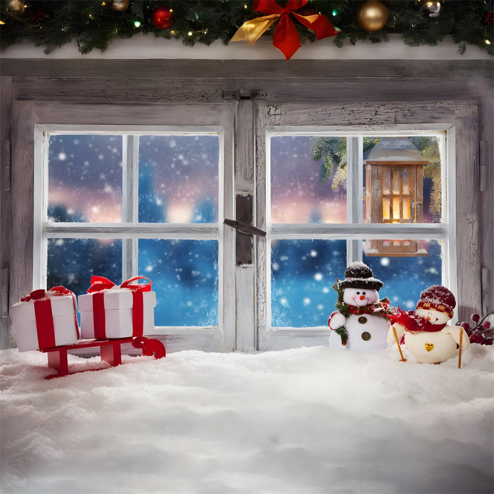 Christmas Cozy Window Snowman Backdrop RR8-231