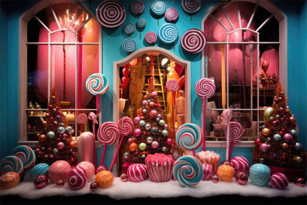 Christmas Whimsical Candy Shop Window Backdrop RR8-232