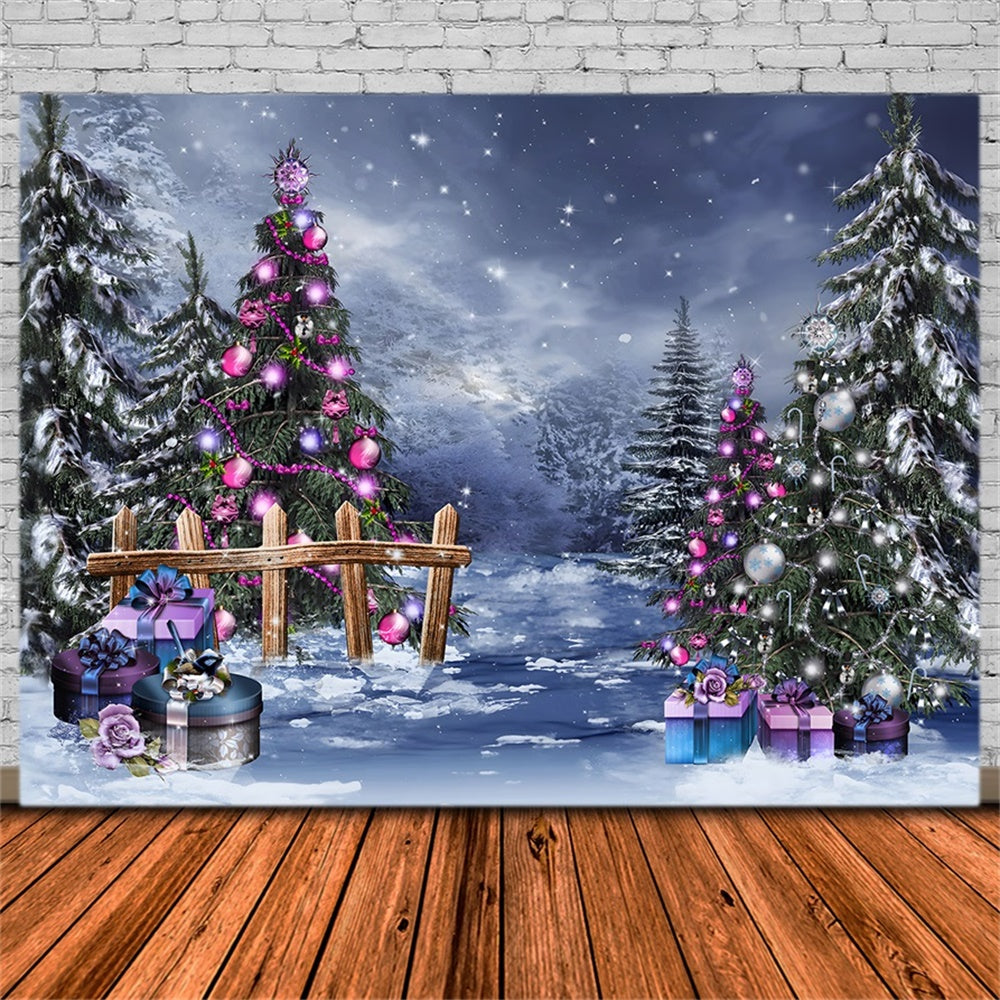 Christmas Enchanted Winter Forest Gifts Backdrop RR8-233