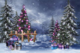 Christmas Enchanted Winter Forest Gifts Backdrop RR8-233