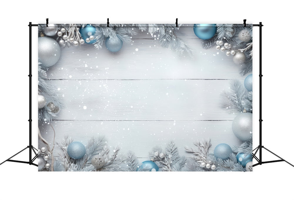 Christmas Frosted Garland White Wood Backdrop RR8-240