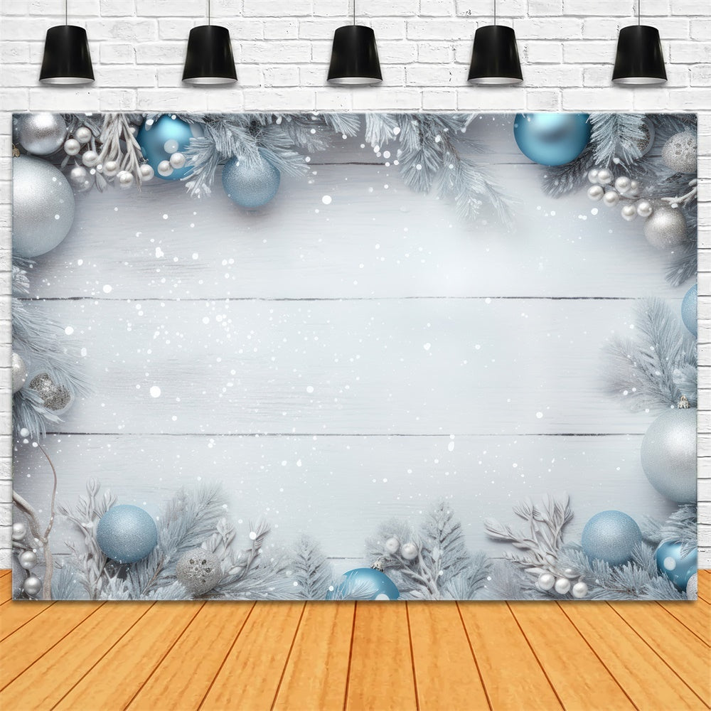 Christmas Frosted Garland White Wood Backdrop RR8-240