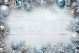 Christmas Frosted Garland White Wood Backdrop RR8-240