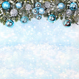 Christmas Snowy Branches Blue Ornaments Backdrop RR8-241