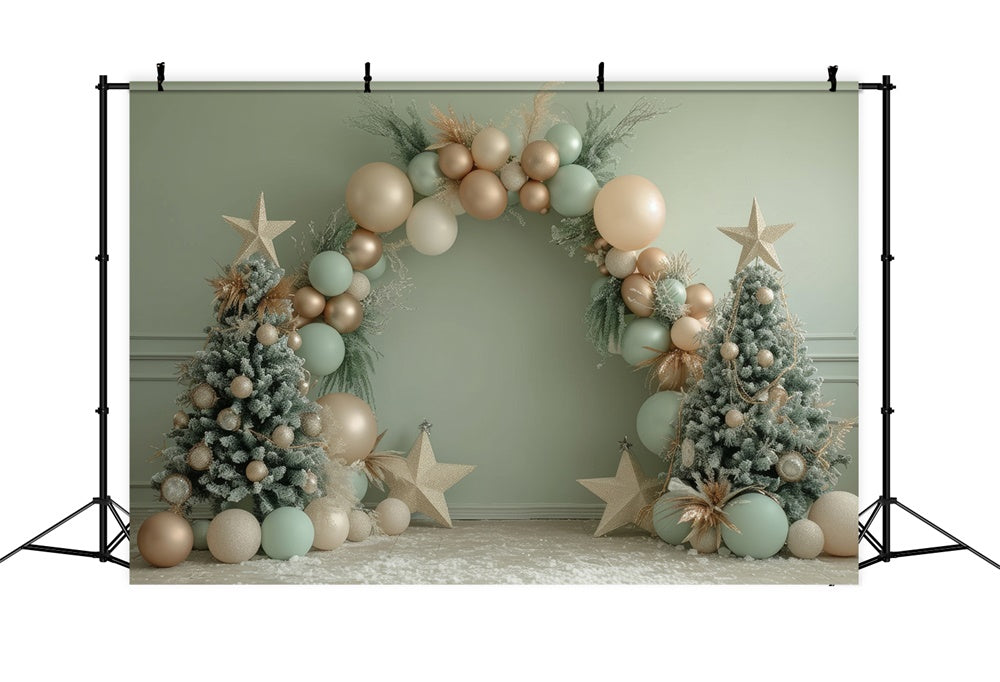 Christmas Elegant Balloon Arch Trees Backdrop RR8-243