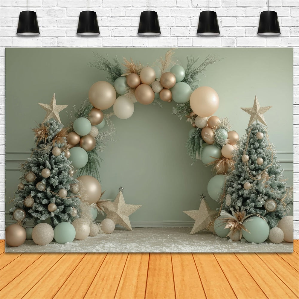 Christmas Elegant Balloon Arch Trees Backdrop RR8-243