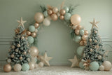 Christmas Elegant Balloon Arch Trees Backdrop RR8-243