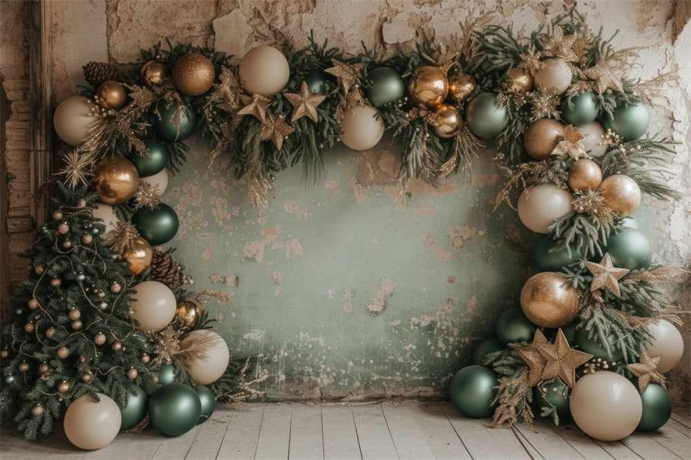 Christmas Rustic Balloon Garland Tree Backdrop RR8-244