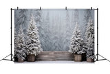 Christmas Snowy Forest Frosted Trees Backdrop RR8-247