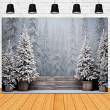 Christmas Snowy Forest Frosted Trees Backdrop RR8-247