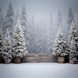 Christmas Snowy Forest Frosted Trees Backdrop RR8-247