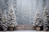 Christmas Snowy Forest Frosted Trees Backdrop RR8-247