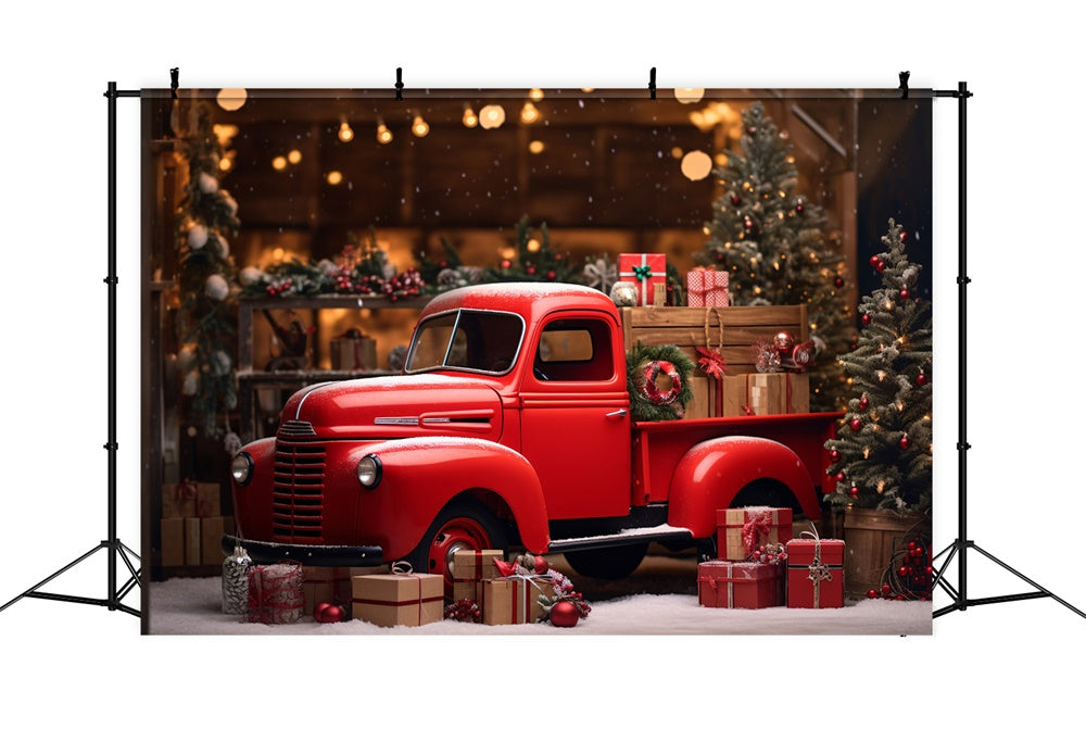 Christmas Red Truck Winter Wonderland Backdrop RR8-249