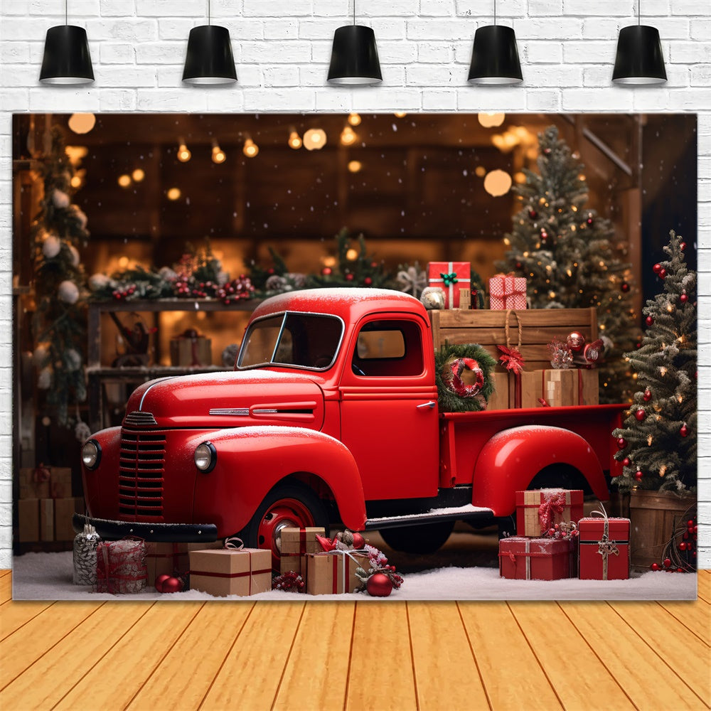 Christmas Red Truck Winter Wonderland Backdrop RR8-249