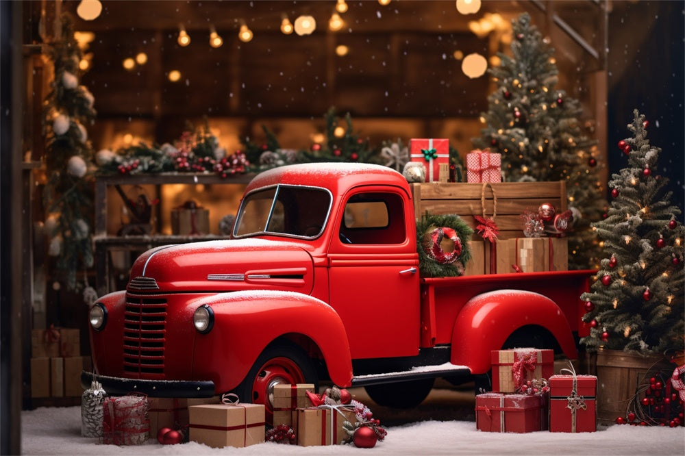 Christmas Red Truck Winter Wonderland Backdrop RR8-249