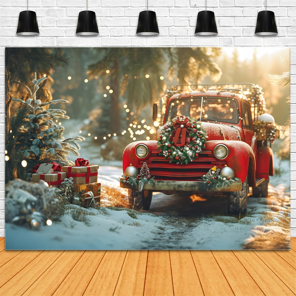 Christmas Vintage Truck Festive Wreath Backdrop RR8-250