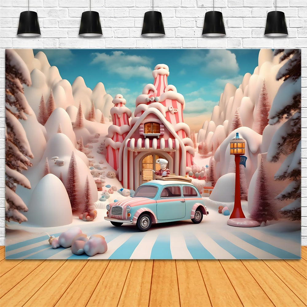 Christmas Gingerbread House Candy Car Backdrop RR8-253