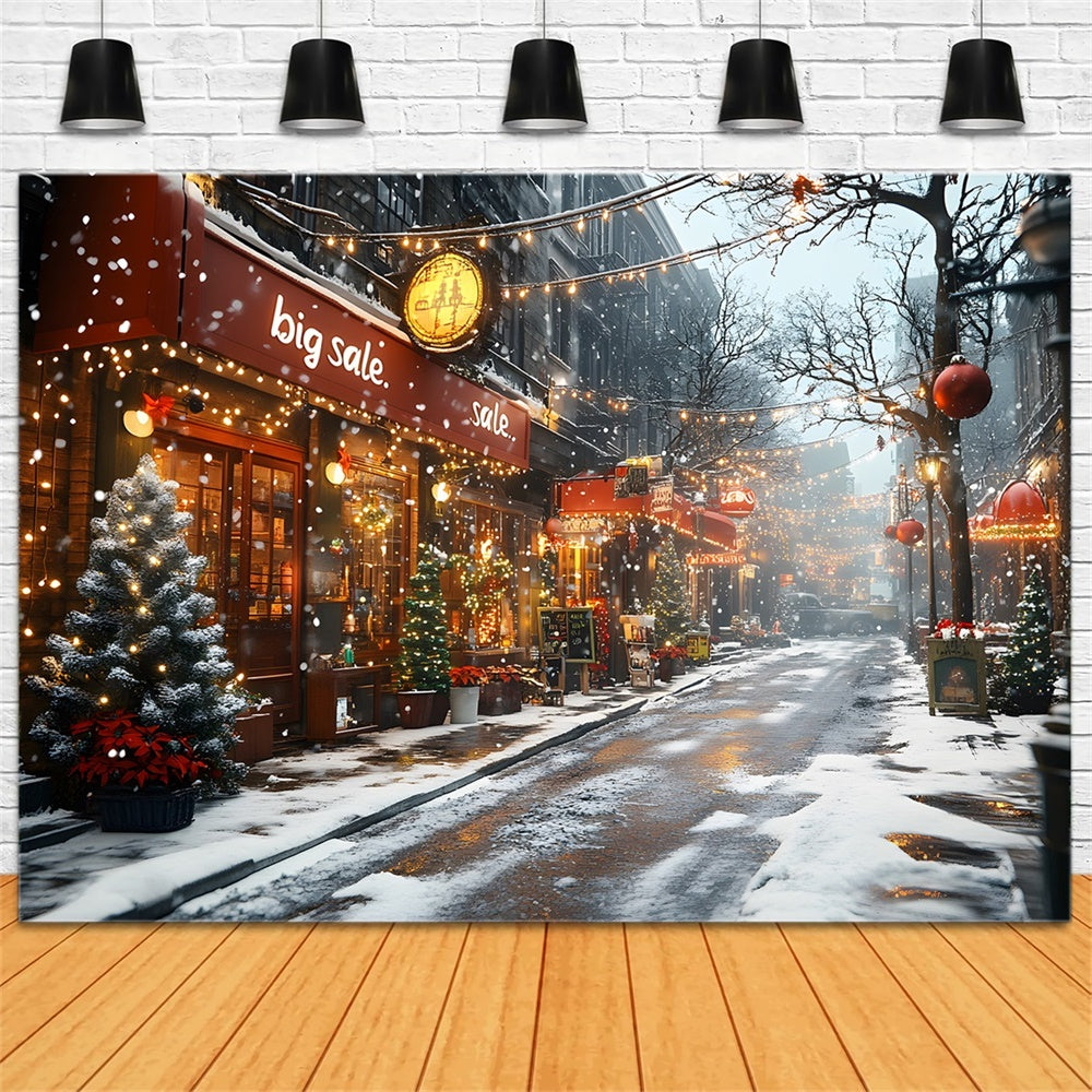 Christmas Charming Storefront Lights Backdrop RR8-257