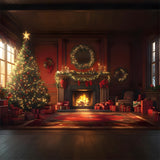 Christmas Elegant Fireplace Garland Backdrop RR8-259