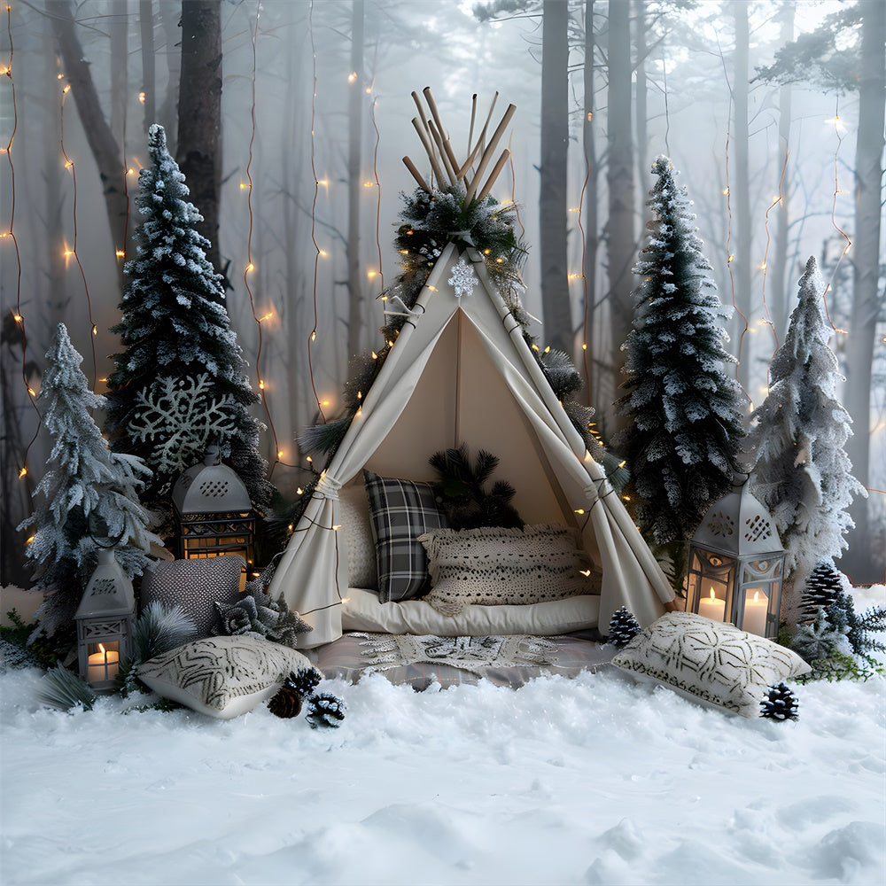 String Lights Tent Christmas Trees Backdrop RR8-26