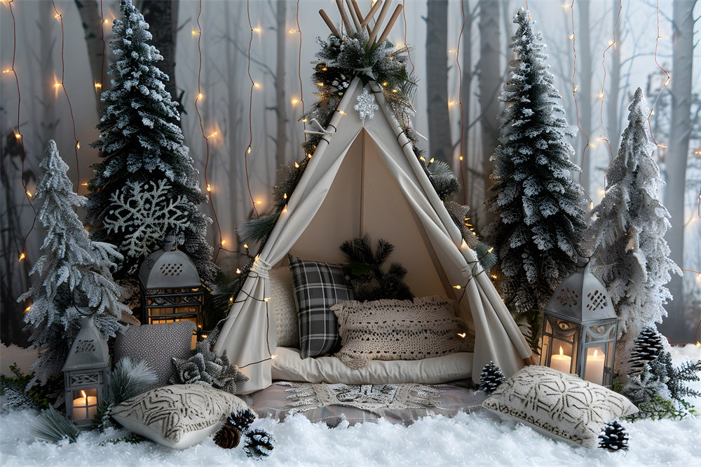 String Lights Tent Christmas Trees Backdrop RR8-26