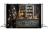 Christmas Vintage Cabinet Holiday Treats Backdrop RR8-264