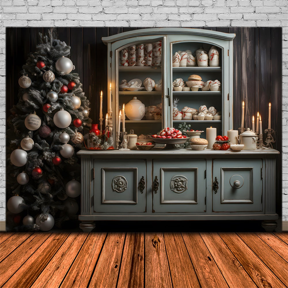 Christmas Vintage Cabinet Holiday Treats Backdrop RR8-264