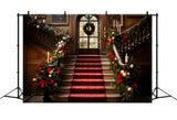 Christmas Grand Staircase Garland Backdrop RR8-265