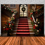 Christmas Grand Staircase Garland Backdrop RR8-265