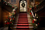 Christmas Grand Staircase Garland Backdrop RR8-265